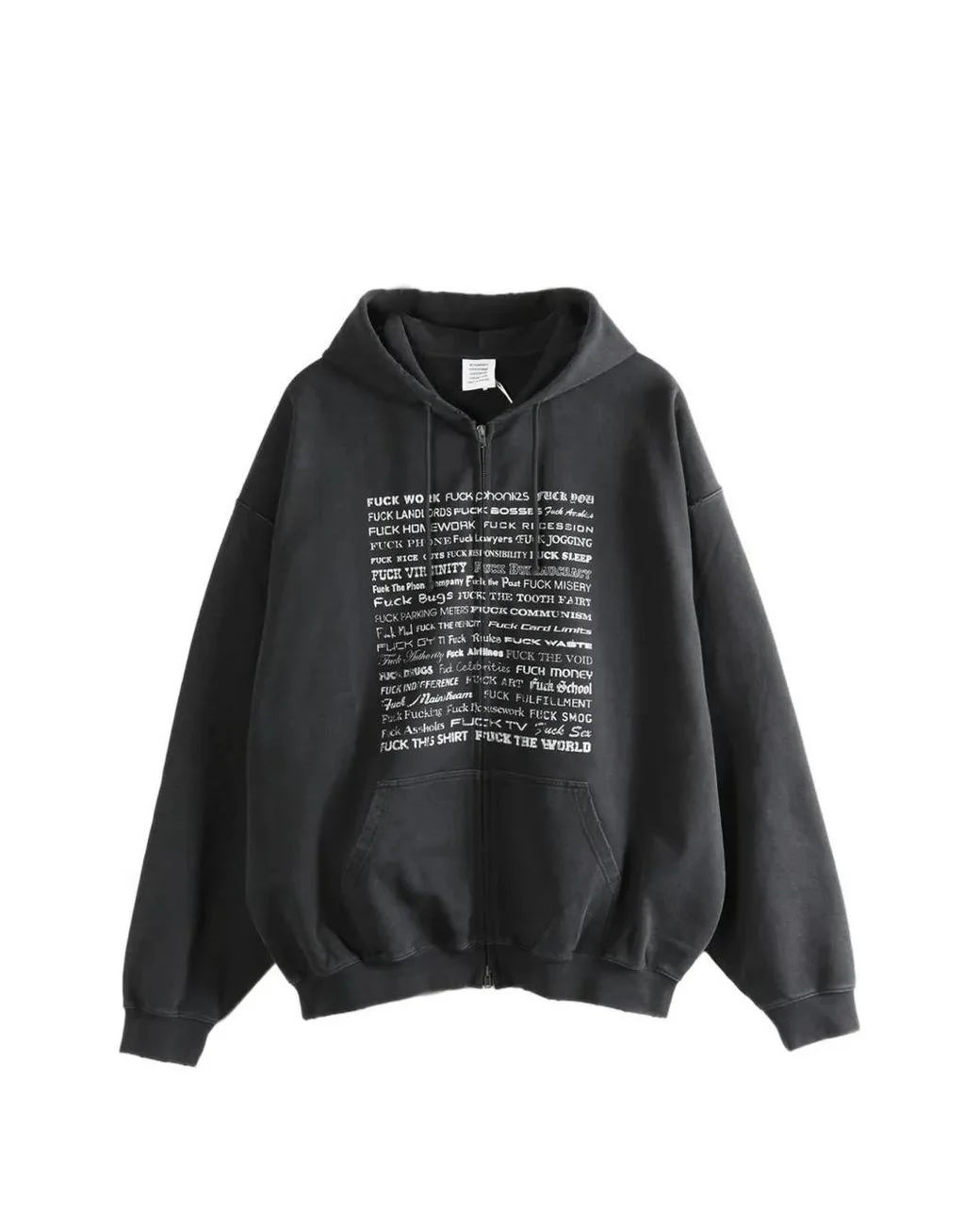 Men's Black Zip-Up Vetements Hoodie vetements Black Zip Up Hoodie 2
