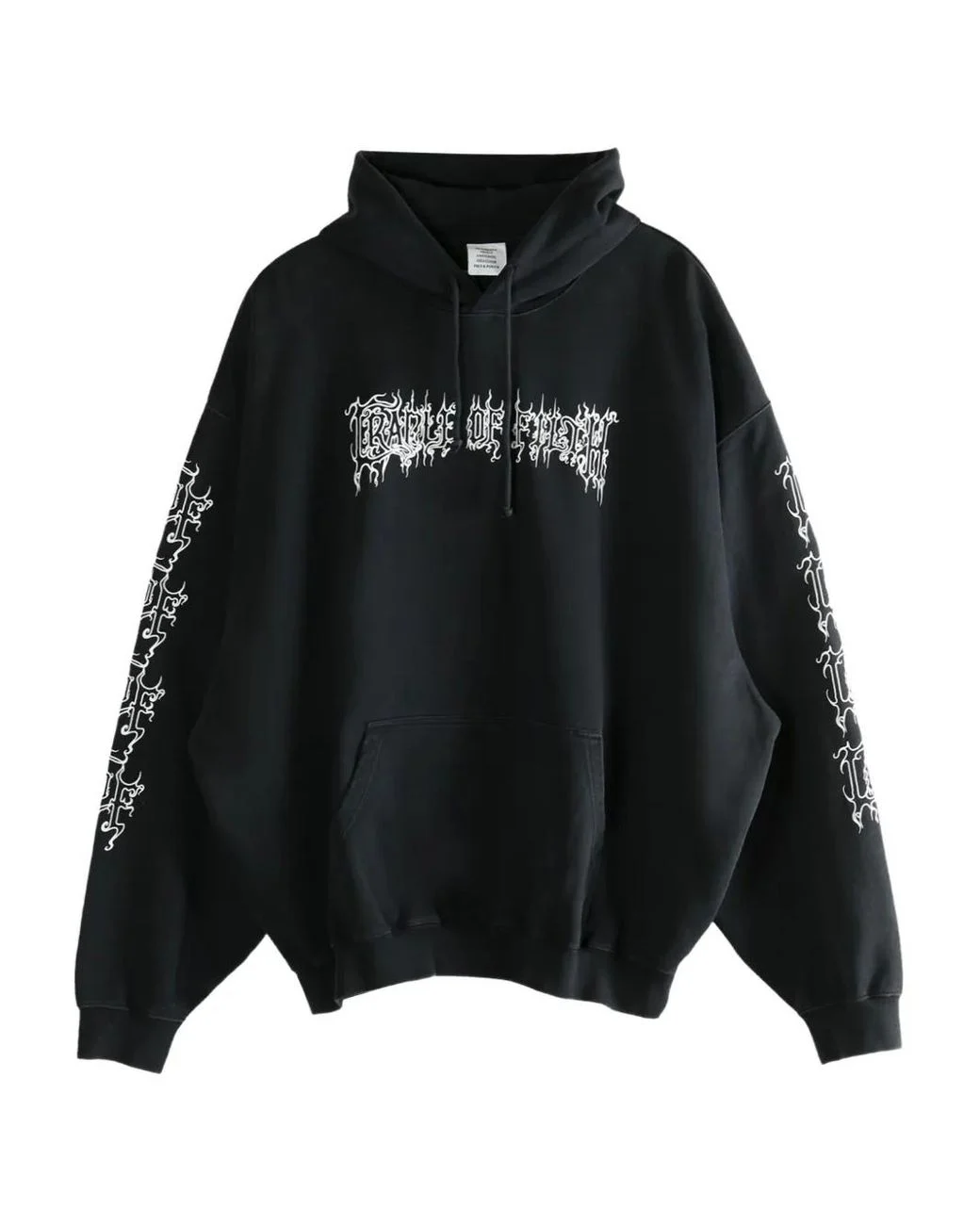 Men's Black Graphic-Print Cotton-Blend Vetements Hoodie Men's Black Graphic-Print Cotton-Blend Vetements Hoodie