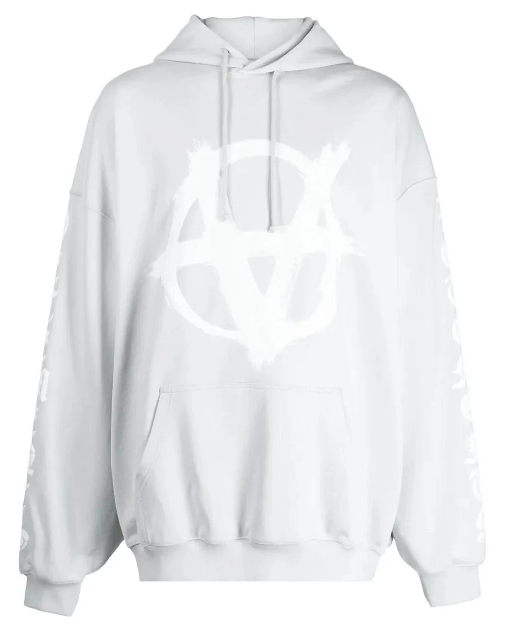 Men's White Logo-Print Cotton Vetements Hoodie Men's White Logo-Print Cotton Vetements Hoodie