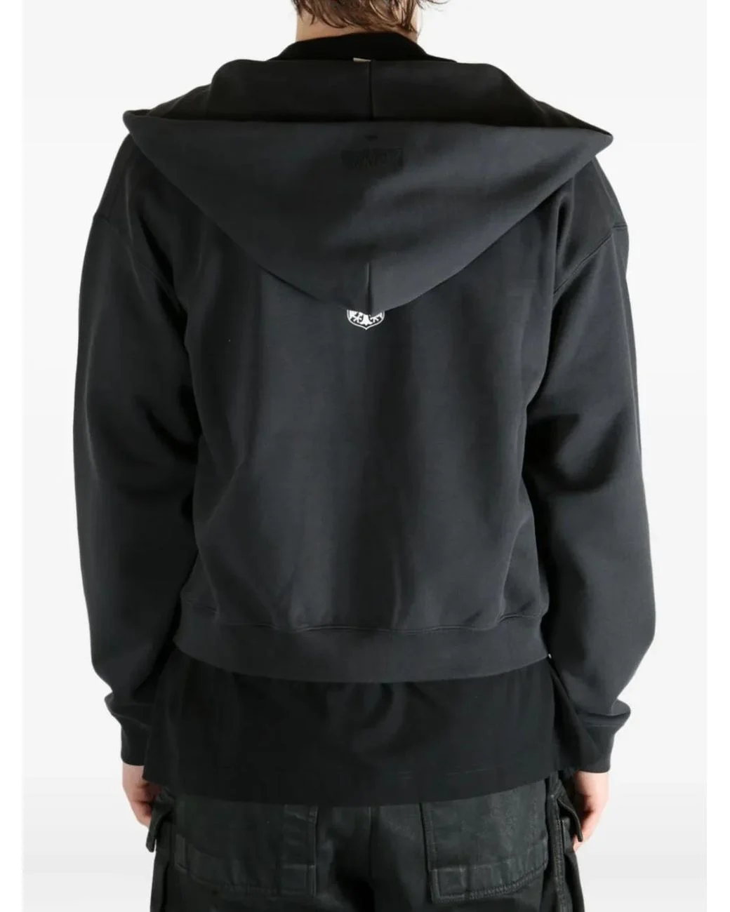vetements black Logo Embroidered Zip Fastening Hoodie 1