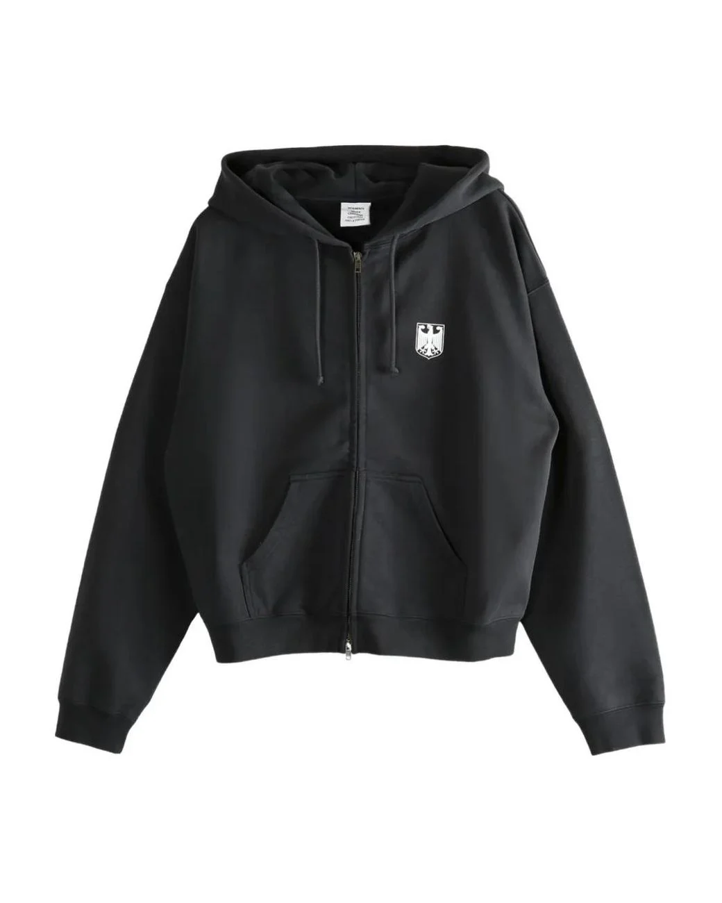 Men's Black Logo-Embroidered Zip-Fastening Vetements Hoodie Men's Black Logo-Embroidered Zip-Fastening Vetements Hoodie