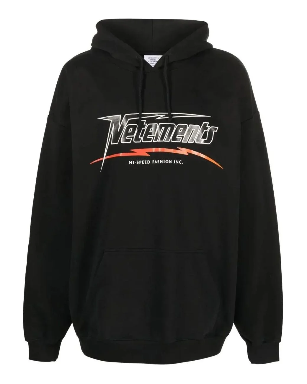 Men's Black Logo-Print Vetements Hoodie Men's Black Logo-Print Vetements Hoodie