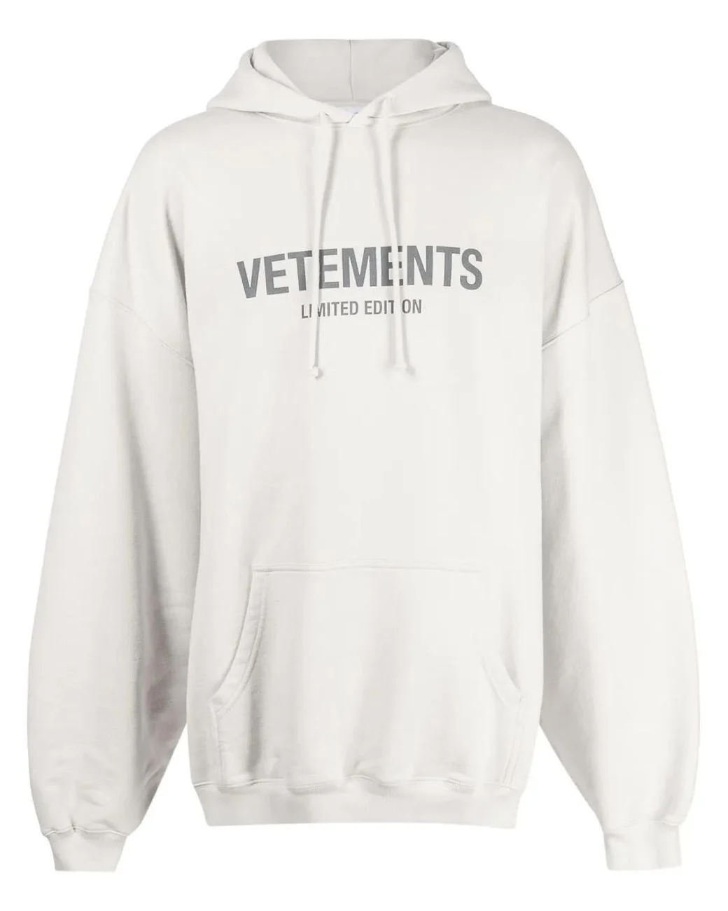 Men's White Logo-Print Drawstring Vetements Hoodie Men's White Logo-Print Drawstring Vetements Hoodie