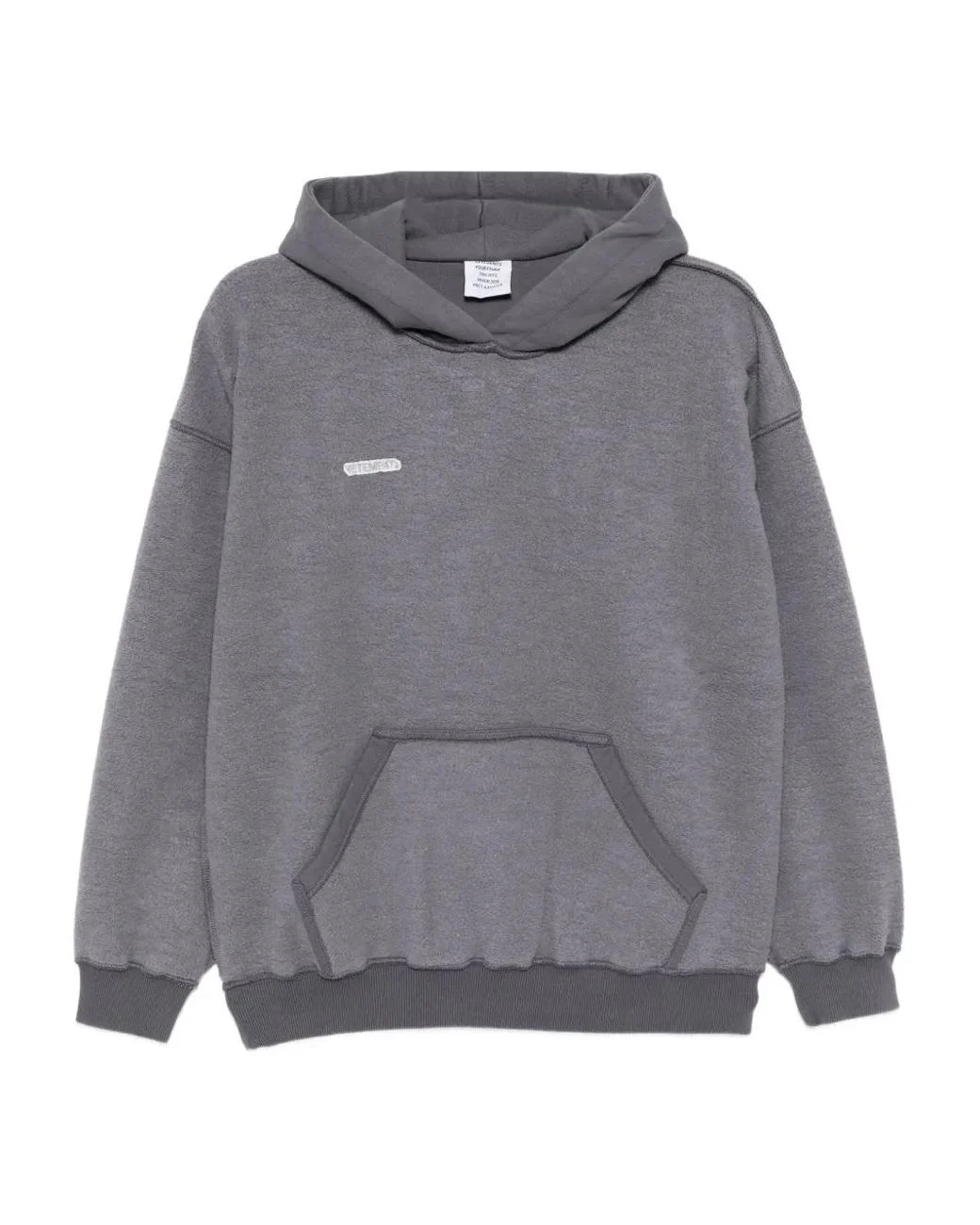 Men's Gray Logo-Embroidered Vetements Hoodie vetements grey Logo Embroidered Hoodie